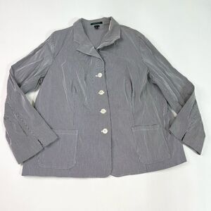 Lauren Ralph Lauren Blazer Womens 3X Stripes Seersucker Button-Up Suit Jacket